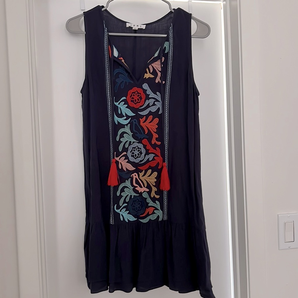 Navy embroidered dress